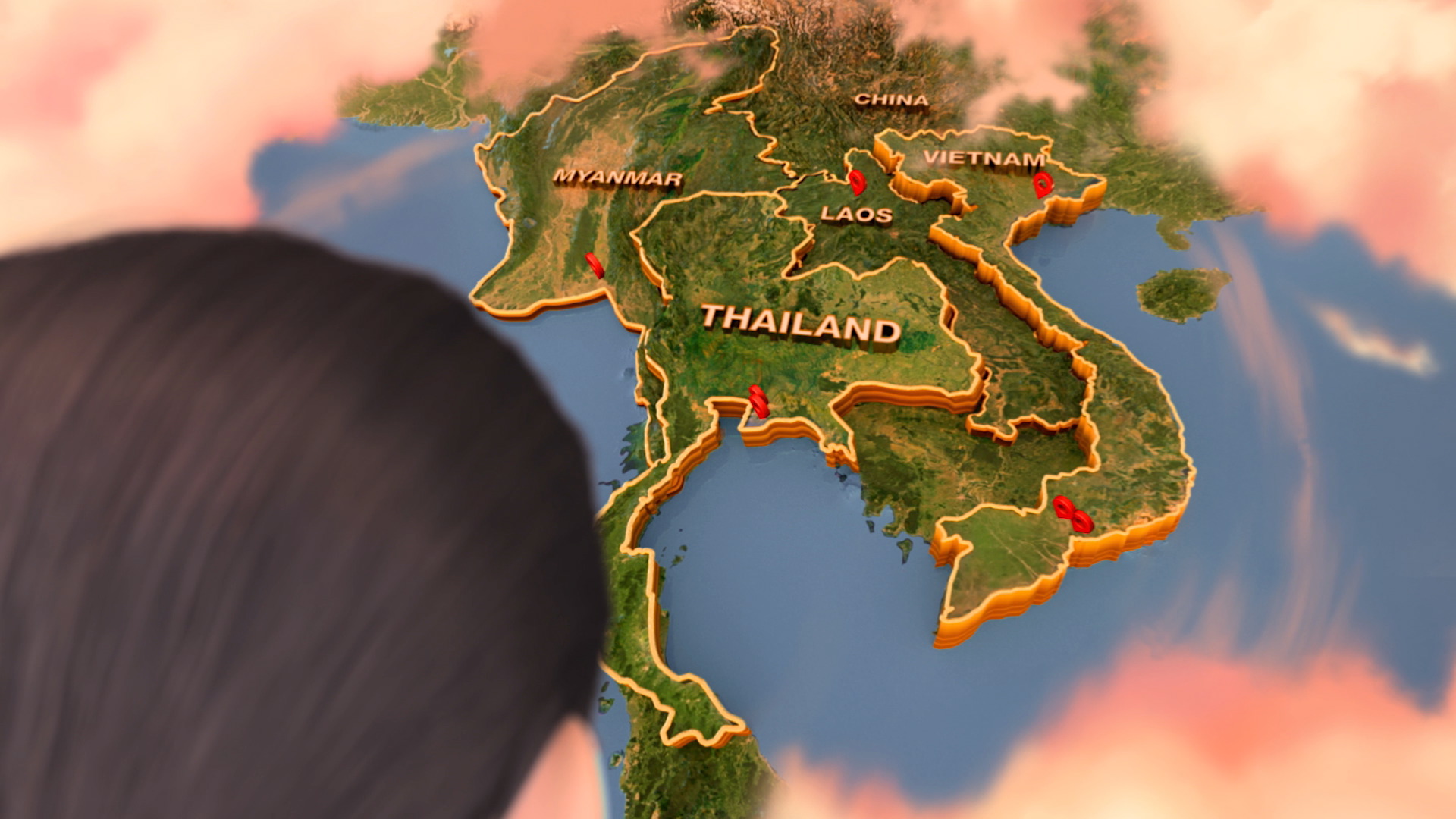 3D map south east Asia