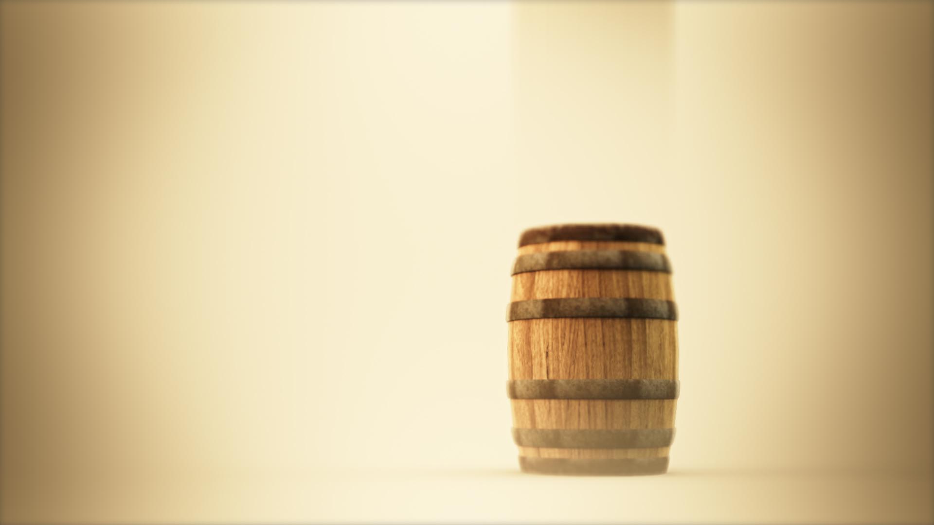 3D animation of a wooden barrel