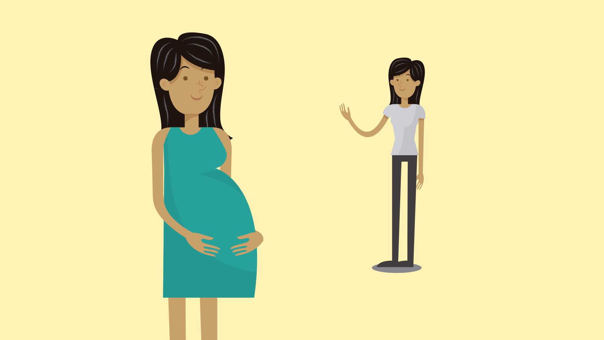 Character design for a 2D animated pregnant woman.
