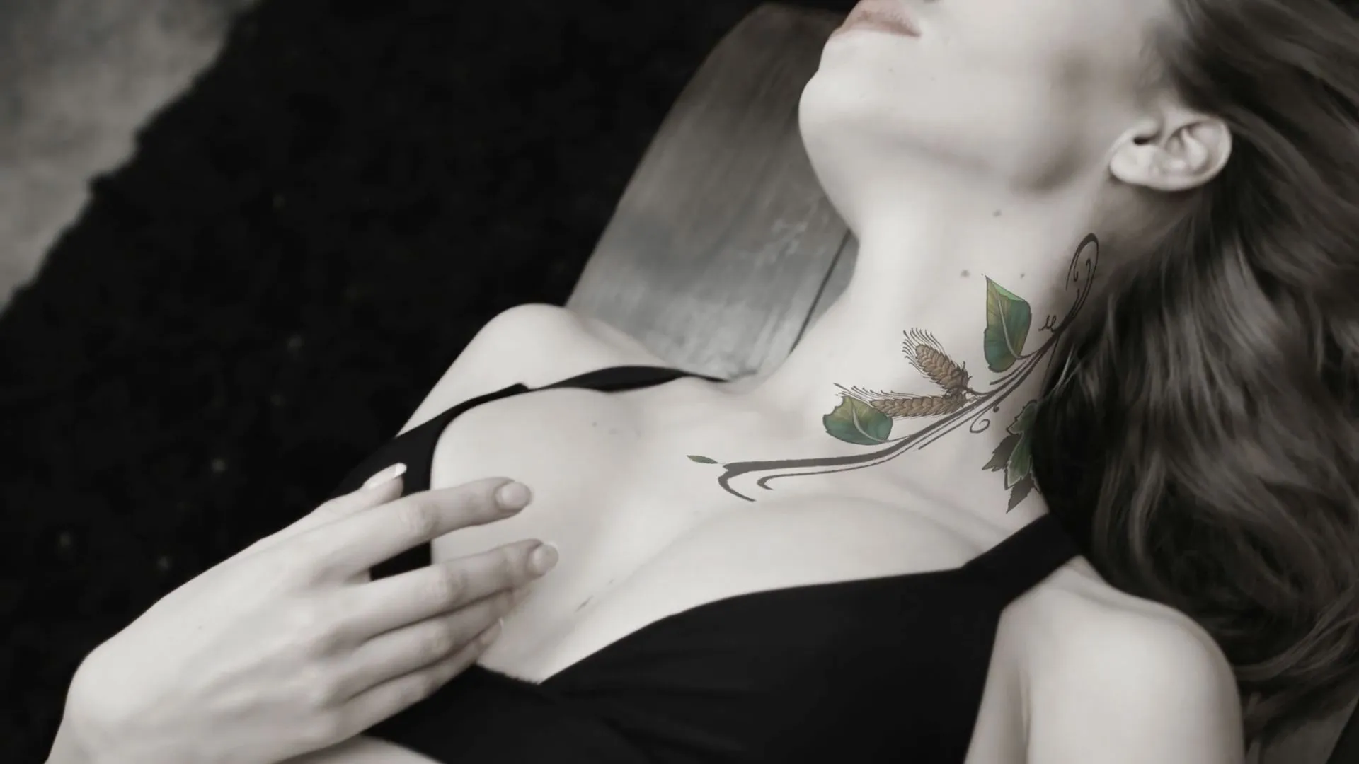 A female model with animated tattoos