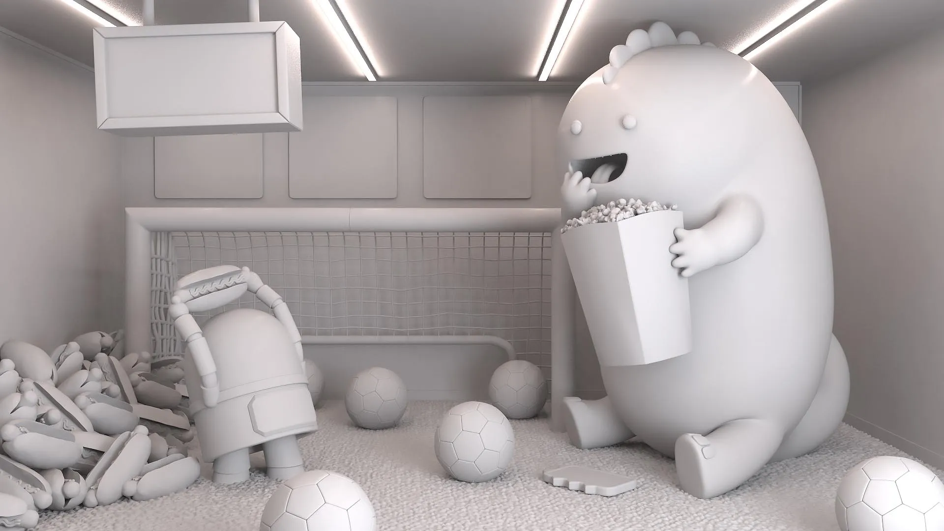 A model of a scene being developed in 3D