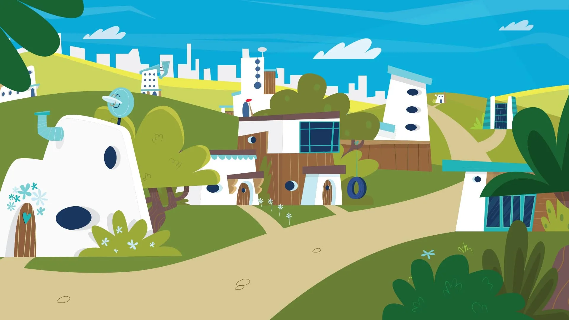 2D animated pretty town